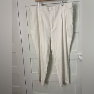 Men’s Trust Linen Pants Pleated Front 2 Pockets Size 46 X 30 White